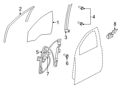 2017 Chevrolet SS Front Door Guide Channel Diagram for 92164111