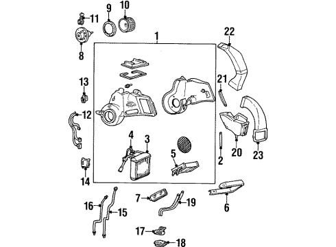 2000 Ford Windstar Auxiliary A/C & Heater Unit Housing Assembly Diagram for XF2Z-18471-AA