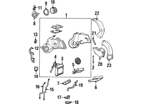 2000 Ford Windstar Auxiliary A/C & Heater Unit Evaporator Core Diagram for 6F2Z-19860-SA