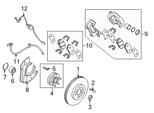 2009 Kia Borrego Anti-Lock Brakes Disc-Front Wheel Brake Diagram for 517122J000