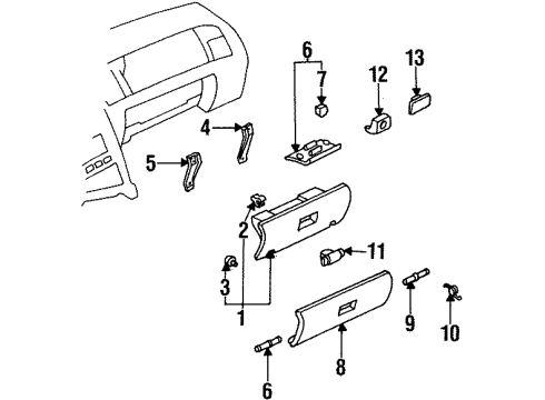 1997 Toyota Supra Glove Box Door Assembly Stopper Diagram for 55517-14030