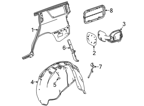 2022 Cadillac Escalade Quarter Panel & Components Wheelhouse Liner Diagram for 84856839