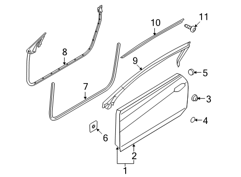 2011 Hyundai Genesis Coupe Door & Components Weatherstrip Assembly-Front Door Belt Outside LH Diagram for 82210-2M002