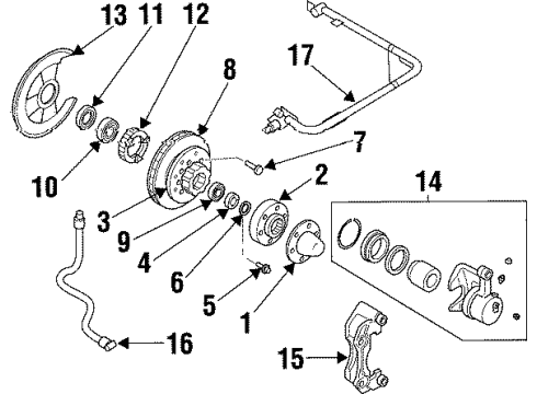 1998 Acura SLX Front Brakes Caliper, Right Front Disk Brake (Reman) Diagram for 2-91226-252-0RM