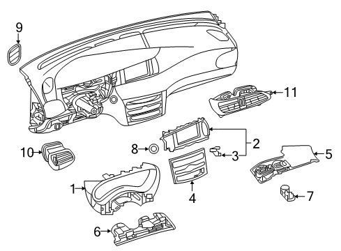 2019 Infiniti QX30 Cluster & Switches, Instrument Panel Lid-Cluster Diagram for 68270-5DF0A