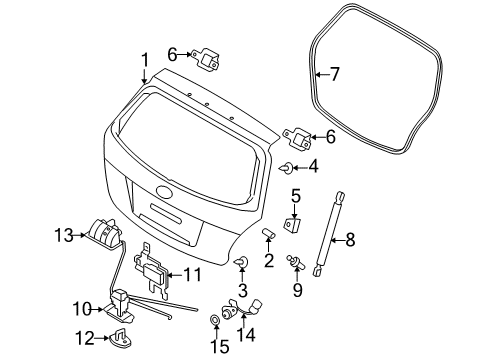 2008 Kia Rio5 Gate & Hardware Trunk Lock Actuator Motor Diagram for 95750-07000