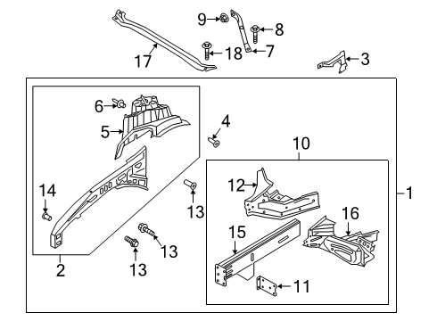 2020 Ford Explorer Structural Components & Rails Support Bracket Nut Diagram for -W706840-S442