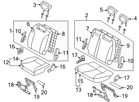 2008 Hyundai Entourage Rear Seat Components 3Rd Cushion Cover Assembly, Left Diagram for 89102-4J122-KS6