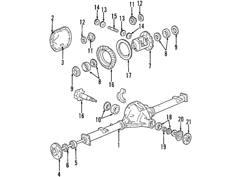 2002 Ford F-150 Rear Axle, Differential, Propeller Shaft Inner Pinion Bearing Diagram for 9L3Z-4630-A