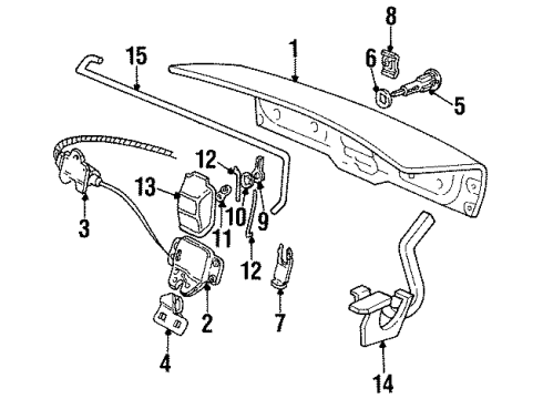 1989 Mercury Cougar Trunk Lid Hinge Diagram for E9WY6642700A