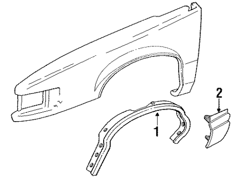 1993 Buick LeSabre Exterior Trim - Fender Molding Kit, Front Fender Center Rear (LH) Diagram for 88891349
