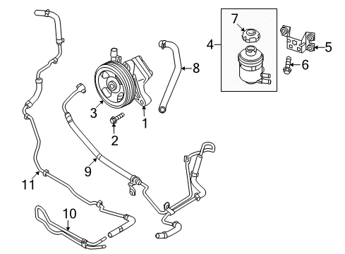 2011 Hyundai Genesis Coupe P/S Pump & Hoses, Steering Gear & Linkage Pump Assembly-Power Steering Oil Diagram for 57100-2M100