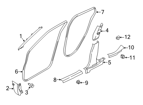 2021 Nissan Kicks Interior Trim - Pillars GARNISH Assembly-Front Pillar, LH Diagram for 76912-5RW0A