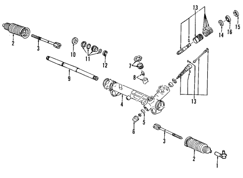 1997 Ford Mustang P/S Pump & Hoses, Steering Gear & Linkage Return Hose Diagram for F6ZZ3A713BA