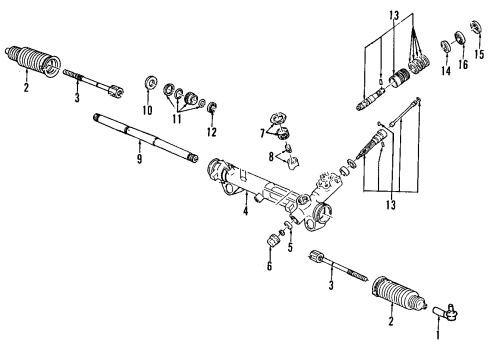 2000 Ford Mustang P/S Pump & Hoses, Steering Gear & Linkage Lower Return Hose Diagram for XR3Z-3A713-DA