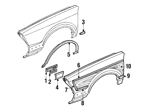 1985 Buick Century Exterior Trim - Fender Molding-Front Fender Lower Rear Diagram for 25500334
