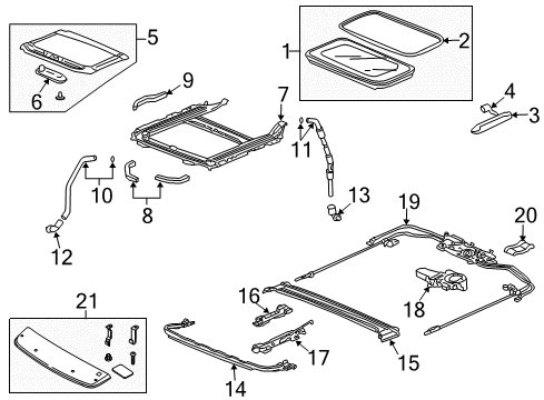 2011 Honda Accord Sunroof Handle, Sunshade *YR327L* (PEARL IVORY) Diagram for 70611-TA0-A01ZB