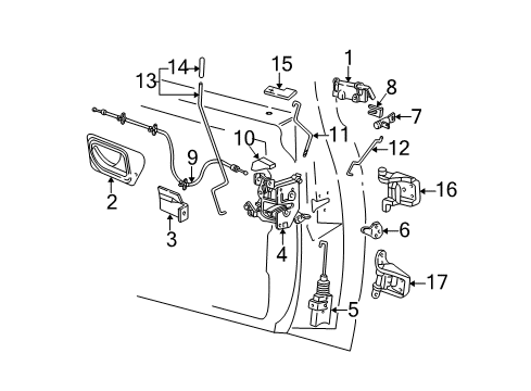 2003 Ford Ranger Door & Components Latch Assembly Diagram for 3L5Z-10219A64-AC