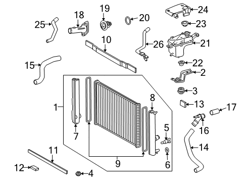 2010 Lexus HS250h Radiator & Components Tank, Lower Diagram for 16461-28580
