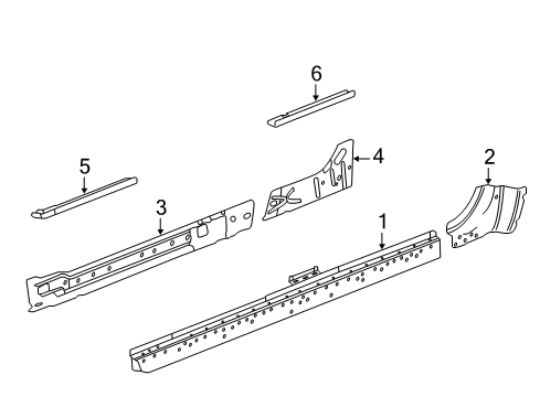 2018 GMC Yukon Rocker Panel Inner Rocker Diagram for 23425560