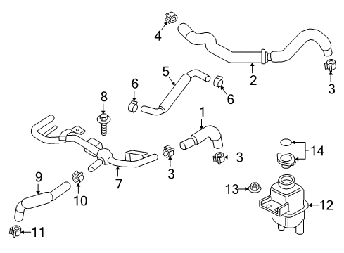 2018 Infiniti Q60 Intercooler Tube Assembly Water Outlet Diagram for 21512-5CA5A