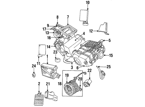 1994 Chrysler Concorde A/C Evaporator & Heater Components Resistor-Blower Motor Diagram for 4596049
