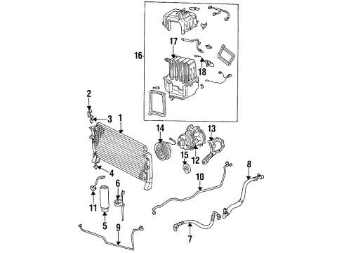 1993 Toyota T100 A/C Condenser, Compressor & Lines Compressor, REMAN A/C Diagram for 88320-34010-84