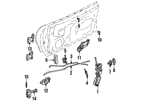 1993 Dodge Stealth Hardware Door Lock Actuator Motor Front Left Diagram for MB632469