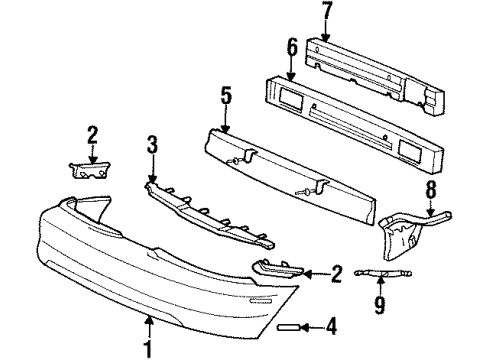 1997 Ford Mustang Rear Bumper Reflector Diagram for F4ZZ-13A565-A