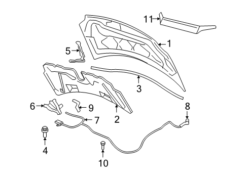 2007 Mercury Monterey Hood & Components, Exterior Trim Hinge Diagram for 3F2Z-16796-BA