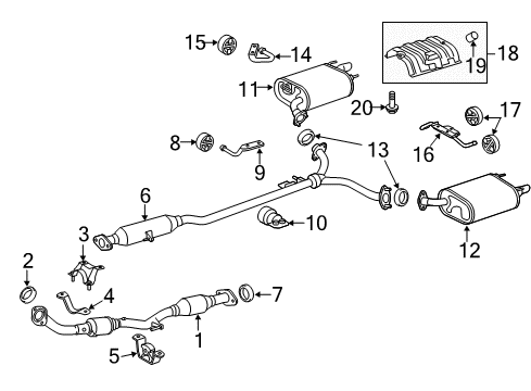 2011 Toyota Camry Exhaust Components Front Pipe Front Bracket Diagram for 17584-28020