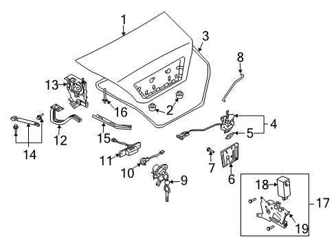 2003 Infiniti Q45 Trunk Stay Assembly Trunk Diagram for 84431-AR026