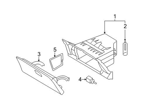 2008 Nissan Rogue Glove Box Tray-Instrument Diagram for 68580-JM00A