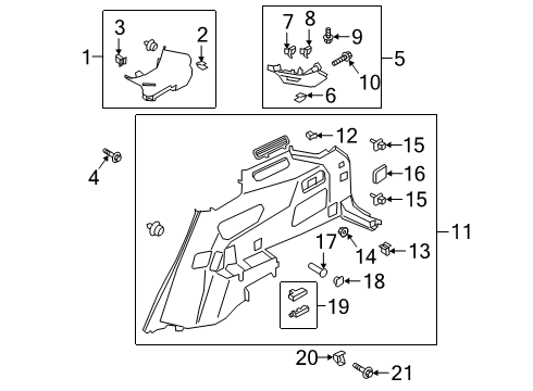 2021 Ford Explorer Interior Trim - Quarter Panels Pillar Trim Diagram for LB5Z-7831004-AC