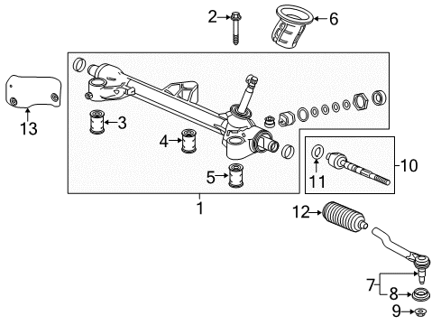 2016 Honda Pilot Steering Column & Wheel, Steering Gear & Linkage Dust Seal Set, Tie Rod Diagram for 53429-TG7-A01