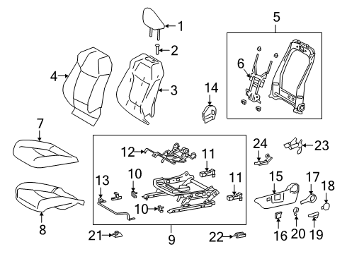 2021 Toyota Corolla Driver Seat Components Cushion Cover Diagram for 71072-0ZF80-C0