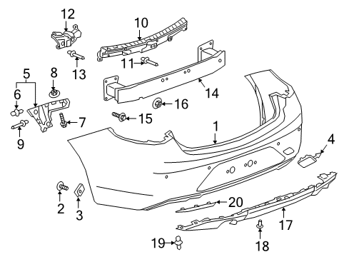 2018 Buick Regal Sportback Rear Bumper Tow Eye Cap Diagram for 13487419