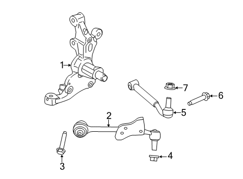 2018 Ford Mustang Front Suspension Components, Lower Control Arm, Stabilizer Bar Rear Lower Control Arm Diagram for JR3Z-3078-A
