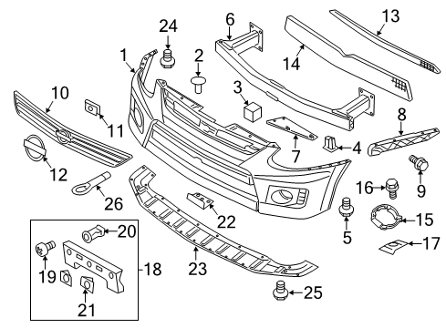 2011 Nissan Rogue Front Bumper Nut-Spring Standard Hardware Diagram for 08967-1065A