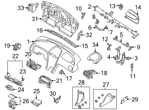 2002 Infiniti I35 Instrument Panel Panel-Instrument Lower, Assist Diagram for 68108-3Y10C