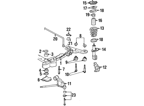 1991 Cadillac Eldorado Front Suspension Components, Lower Control Arm, Stabilizer Bar Cushion Retainer Diagram for 1640188