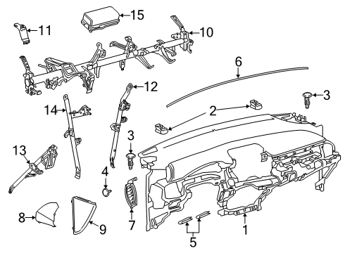 2021 Toyota C-HR Cluster & Switches, Instrument Panel Instrument Panel Clip Diagram for 90467-05161-C9