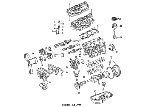 1993 Lexus ES300 Engine Parts, Mounts, Cylinder Head & Valves, Camshaft & Timing, Oil Pan, Oil Pump, Crankshaft & Bearings, Pistons, Rings & Bearings Cover, Timing Chain Or Belt, NO.2 Diagram for 11303-62030