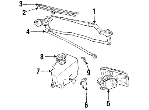 1995 Geo Tracker Wiper & Washer Components Transmission, Windshield Wiper Diagram for 96059535