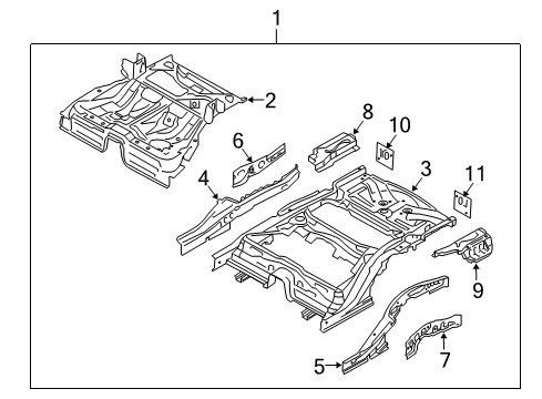 2010 Hyundai Genesis Coupe Rear Body - Floor & Rails Member Assembly-Rear Floor, RH Diagram for 65667-2M000