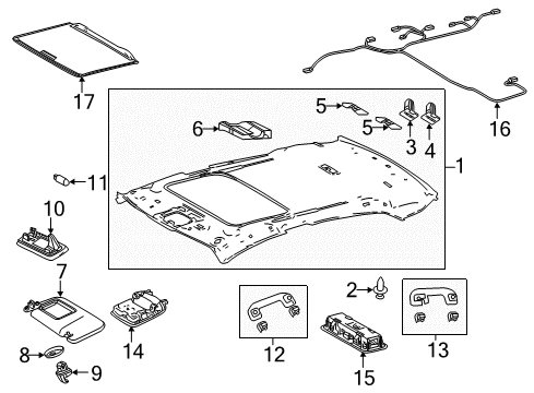 2018 Toyota Camry Interior Trim - Roof Dome Lamp Diagram for 81360-33070-E0