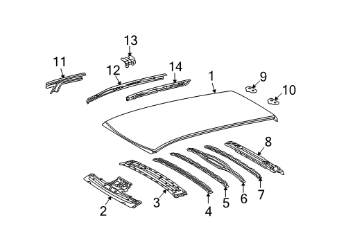 2013 Toyota Venza Roof & Components Inner Rail Diagram for 61201-0T010