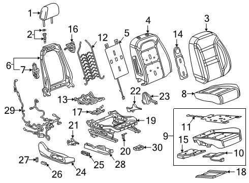 2019 Chevrolet Blazer Passenger Seat Components Headrest Diagram for 84680150