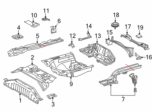 2017 Toyota Yaris Rear Body - Floor & Rails Pan, Rear Floor Diagram for 58311-0D190