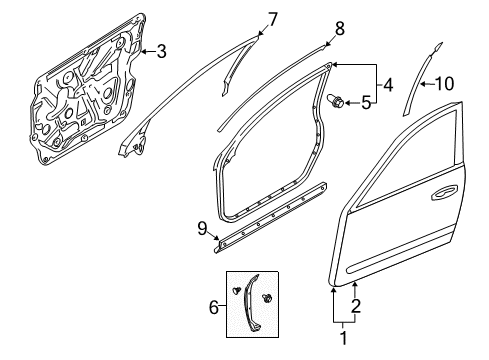 2010 Infiniti M35 Front Door Door Window Regulator Assembly, Right Diagram for 80720-EH11B